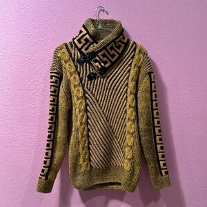 LECCO’S Men’s Mustard Yellow/Black Sweater XL